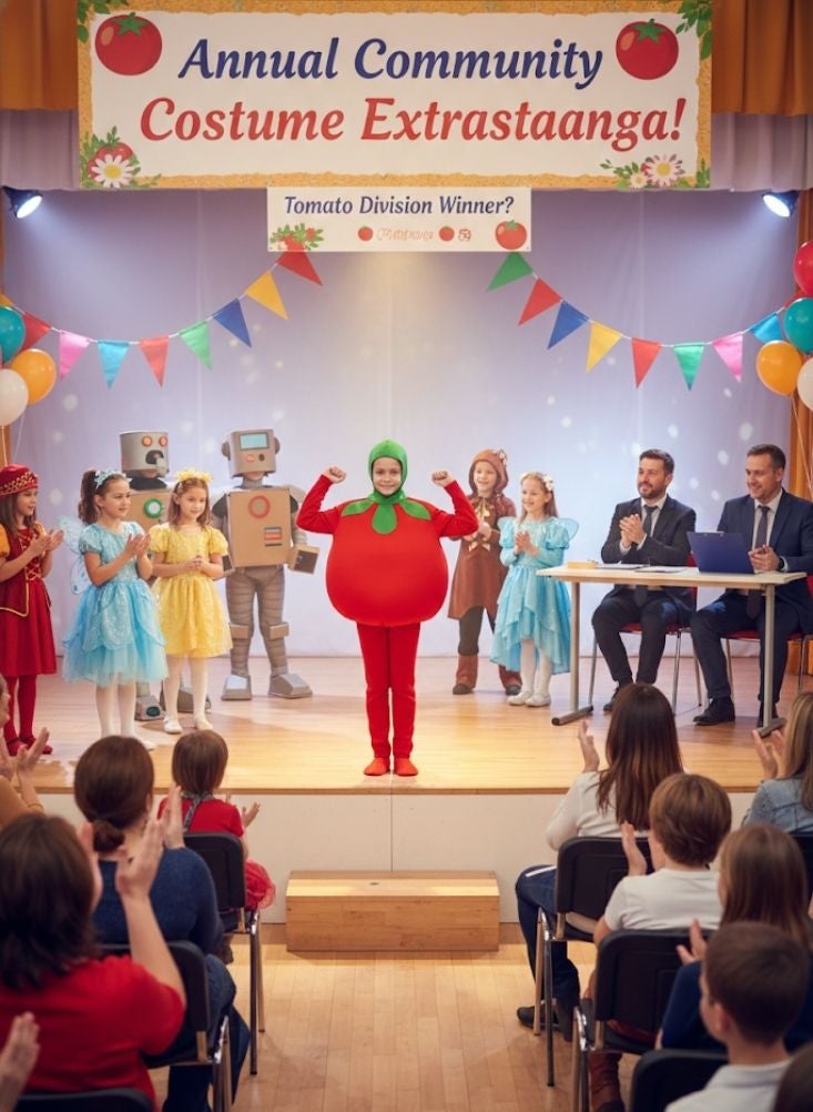 بريميم زي طماطم للأطفال - زي تنكري ممتع على شكل خضار - مبطن بإسفنج ناعم مناسب للفعاليات المدرسية والحفلات ذات الطابع الخاص والصور - Image 3